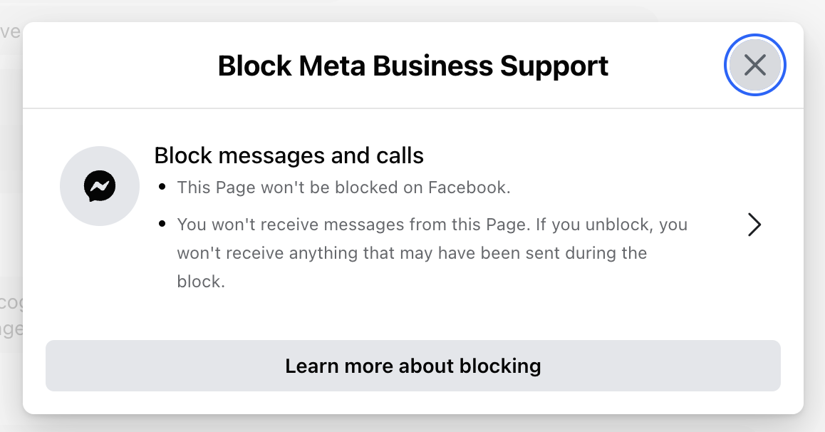 block meta business support